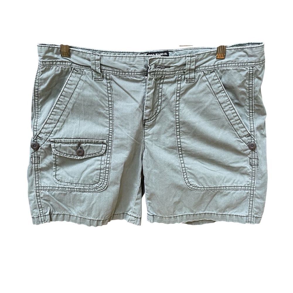 Polo Ralph Lauren Green Cargo Chino Mid-Rise Casual Shorts Relaxed Fit Size 8